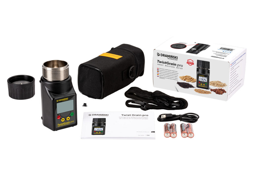 wilgotnościomierz do sezamu, ryżu białego, paddy niełuskany, parboiled sorgo, pszenicy, zboża, Draminski Twist Grain czujnik pomiaru wilgotności, skup nieuczciwy oszukuje problemy żniwa zbiory, zawyżają wilgotność